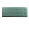 Top view of the teal tufted surface of the bedroom bench.