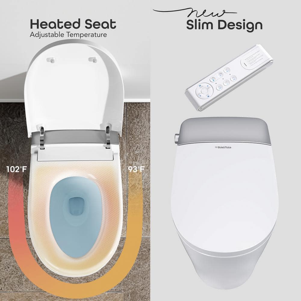 Elongated White Ceramic Smart Bidet Toilet with Heated Seat