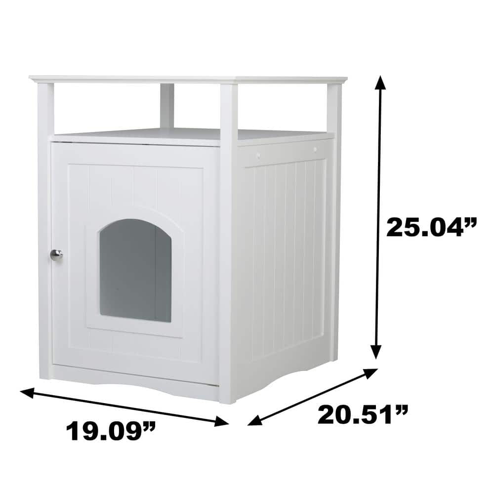 White Wooden Cat Washroom Night Stand Pet House