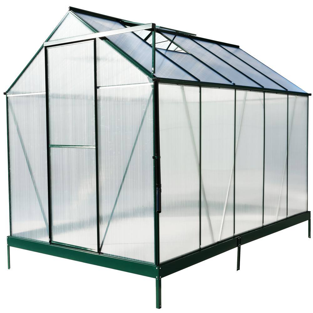 75.2 in. W x 123.2 in. D x 96.8 in. H Green Polycarbonate Outdoor Walk-In Greenhouse with Rain Gutter, Vent and Door price history on PriceWatchPro