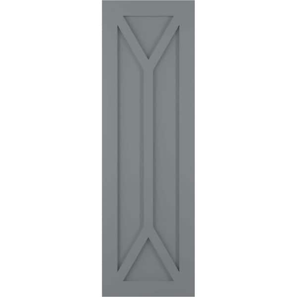 Ekena Millwork 12 in. x 70 in. PVC True Fit San Carlos Mission Style Fixed Mount Flat Panel Shutters Pair in Ocean Swell