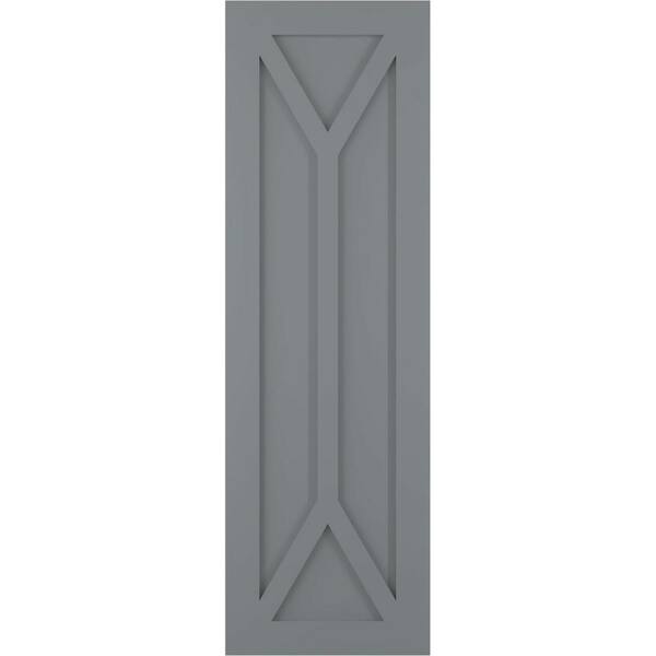 Ekena Millwork 18 in. x 28 in. PVC True Fit San Carlos Mission Style Fixed Mount Flat Panel Shutters Pair in Ocean Swell