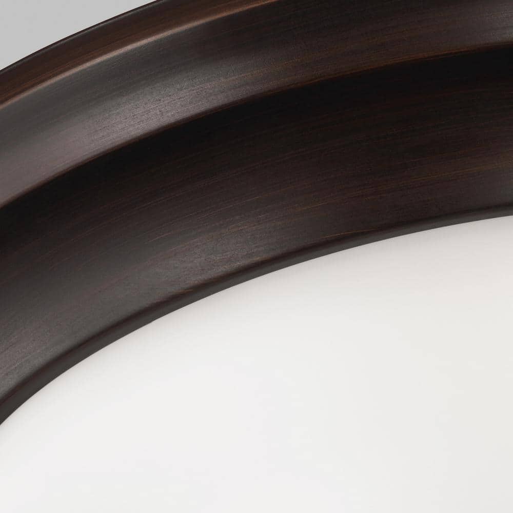 Nash Transitional 2-Light Bronze Ceiling Fixture with Satin Etched Glass