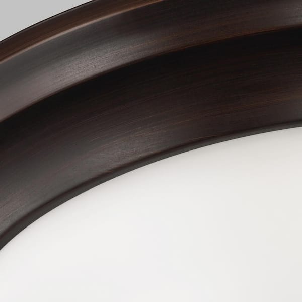 Generation Lighting - Nash 14 in. 2-Light Bronze Classic Contemporary Flush Mount with Satin Etched Glass Twist-Lock Shade