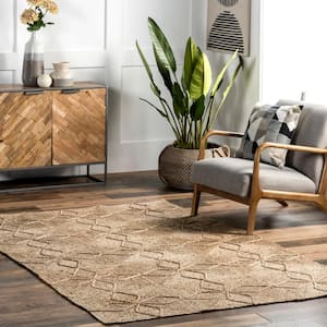 Brigetta Geometric Floral Jute Natural 8 ft. x 10 ft. Casual Area Rug