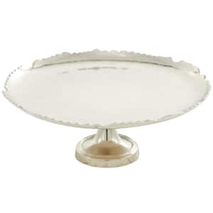 6 in. H Silver Decorative Cake Stand with Pedestal Base