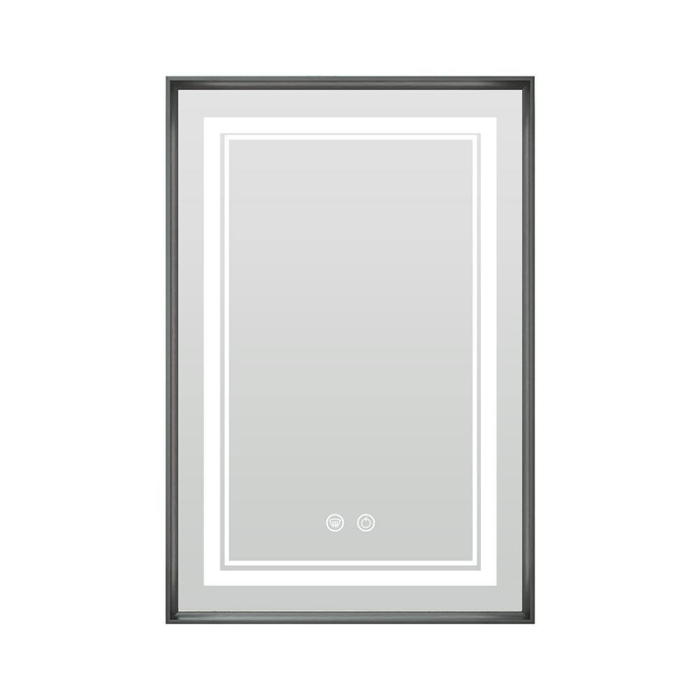 16x24 Black Aluminum LED Medicine Cabinet with Mirror and Defog