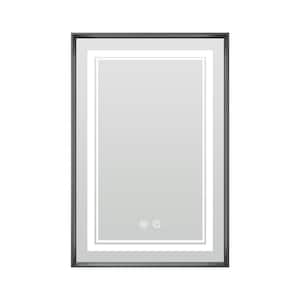 16 in. W x 24 in. H Rectangular Aluminum Alloy Framed Recessed/Surface Mount Medicine Cabinet with Mirror Dimmable LED