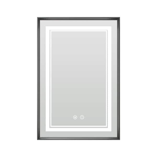 16 in. W x 24 in. H Rectangular Aluminum Alloy Framed Recessed/Surface Mount LED Medicine Cabinet with Mirror