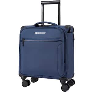 15 in. Navy Toledo Carry on Luggage Softside Expandable Suitcase with Spinner Wheel