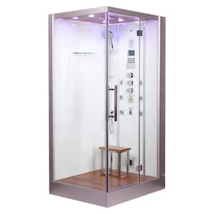 Platinum 47 in. x 36 in. x 90 in. Steam Shower in White with Hinged Door, Right Side Controls and 6 kW Steam Generator