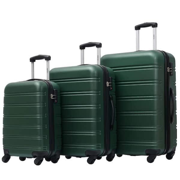 Merax Dark Green 3-Piece Expandable ABS Hardside Spinner Luggage Set ...