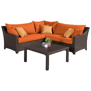 Deco 4-Piece Wicker Outdoor Sectional Set with Sunbrella Tikka Orange Cushions