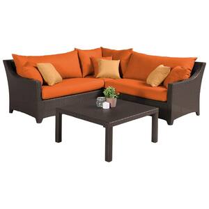 Deco 4-Piece Patio Sectional Seating Set with Tikka Orange Cushions