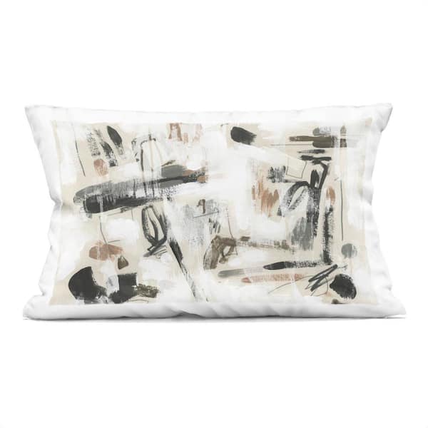 Stupell Industries Subtle Abstract Brush Strokes Beige Abstract Polyester 14 in. x 20 in. Throw Pillow