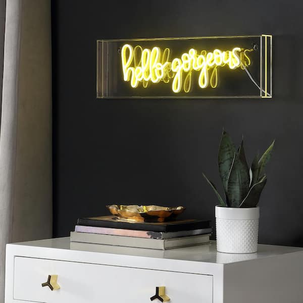 JONATHAN Y Hello Gorgeous 6 in. Yellow Contemporary Glam Acrylic