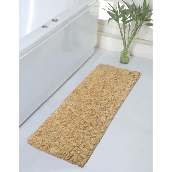 HOME WEAVERS INC Bell Flower Collection 100% Cotton Tufted Bath Rugs, 21 in. x54 in. Runner, Yellow