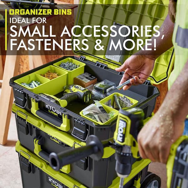 RYOBI 22.2 in. LINK Rolling Tool Box with Medium Tool Box, Standard Tool Box, and Tool Crate