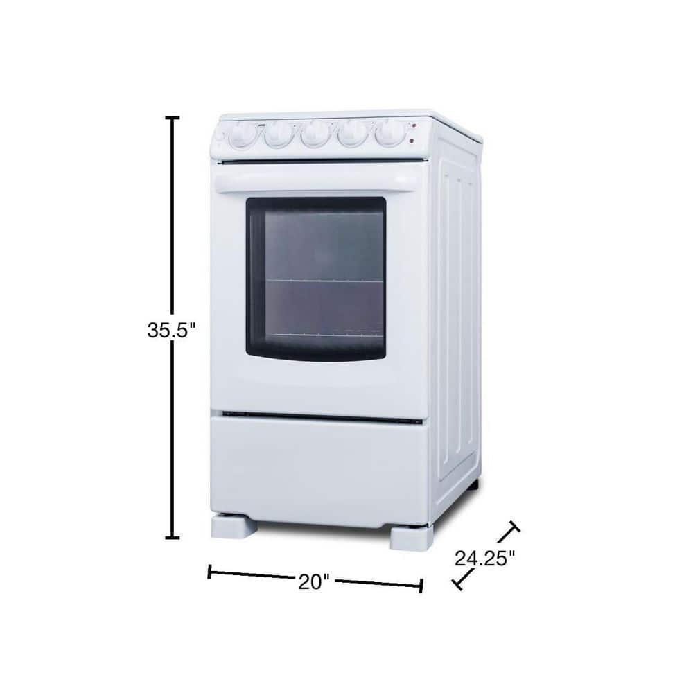 Summit 20" White Electric Built-In Range with 4 Burners