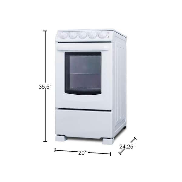 Summit Appliance REX2071SSRT 20 Wide Slide-In Look Smooth-Top Electric  Range in Stainless Steel with Oven Window, Adjustable Racks, Hot Surface  Indicator, Indicator Lights, Upfront Controls Summit's White Pearl series  of North American