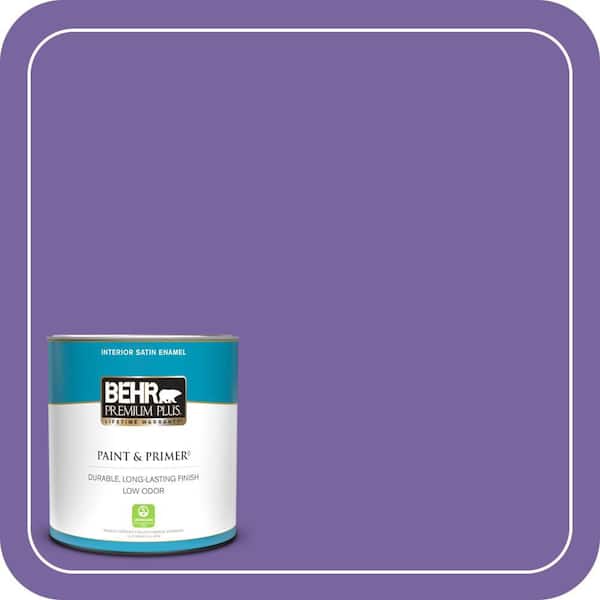 BEHR PREMIUM PLUS 1 qt. #PPU16-03 Purple Paradise Satin Enamel Low Odor Interior Paint & Primer