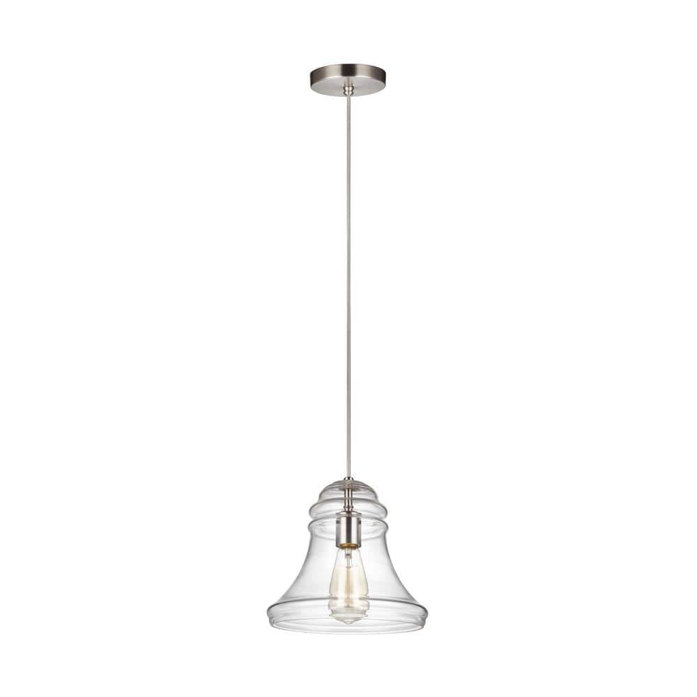 Doyle Satin Nickel Mini-Pendant with Clear Glass Shade