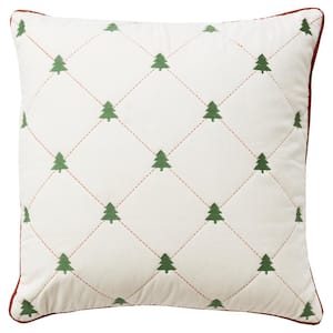 Mina Victory Holiday Ivory and Gray Christmas Tree 20 in. x 20 in. Throw  Pillow 078430 - The Home Depot