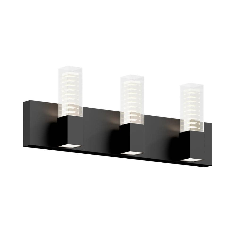 Artika Hologram 24 in. 3 Light Matte Black Modern Integrated LED 5 CCT Vanity Light Bar for Bathroom