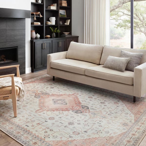 Leesa Ivory / Rust 3 Ft. 6 In. x 5 Ft. 6 In. Vintage Boho Printed Area Rug