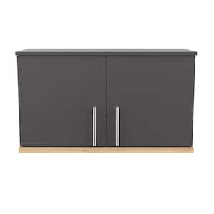 KRATOS 31.5 in. W x 19.7 in. H x 13.8 in. D 2- shelves Garage Storage Freestanding Cabinet in Dark Gray/Maple