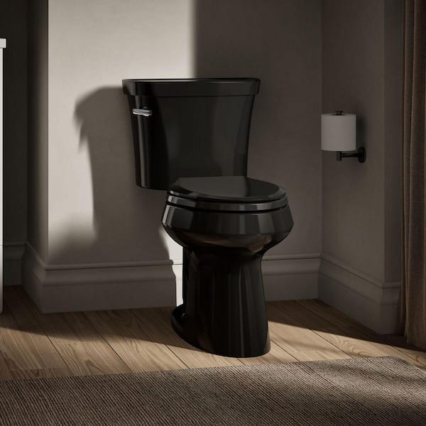 Highline 12 in. Rough In 2-Piece 1 GFP Single Flush Elongated Chair Height Toilet in Black Black, Seat Not Included