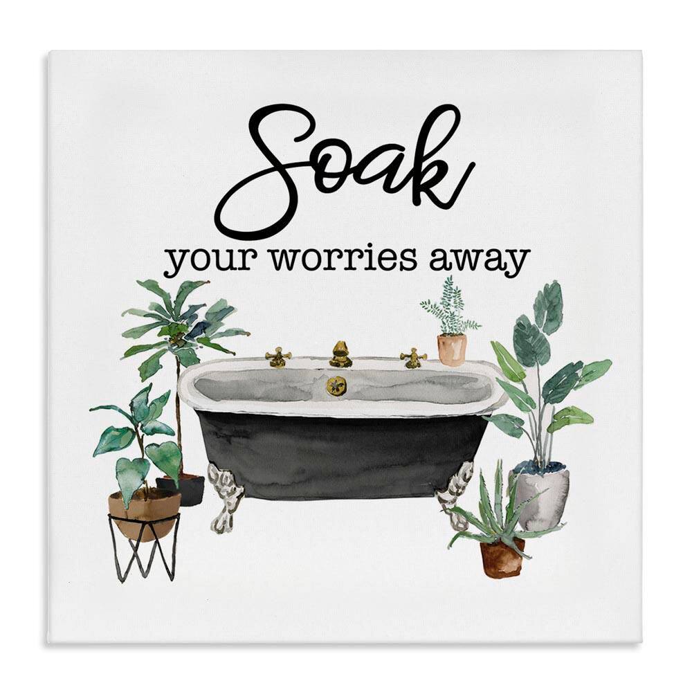 Soak Worries Away Plants by Masey St. Studios Unframed Typography Graphic Art Print 24 in. x 24 in. price history on PriceWatchPro