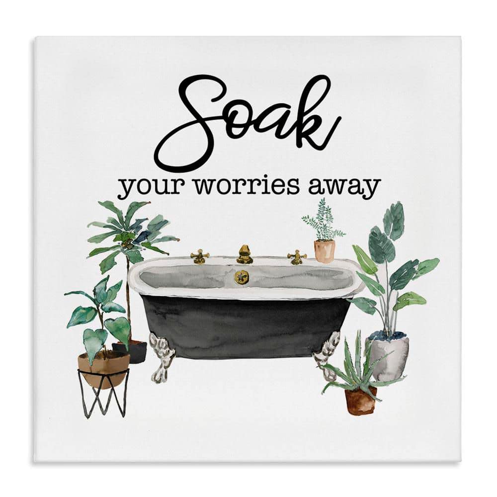 Soak Worries Away Plants by Masey St. Studios Unframed Typography Graphic Art Print 30 in. x 30 in. price history on PriceWatchPro
