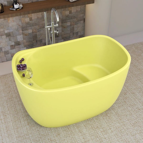 47 in. x 31.5 in. Acrylic Free Standing Tub Freestanding Soaking Bathtub with Alone Soaker Tub in Yellow