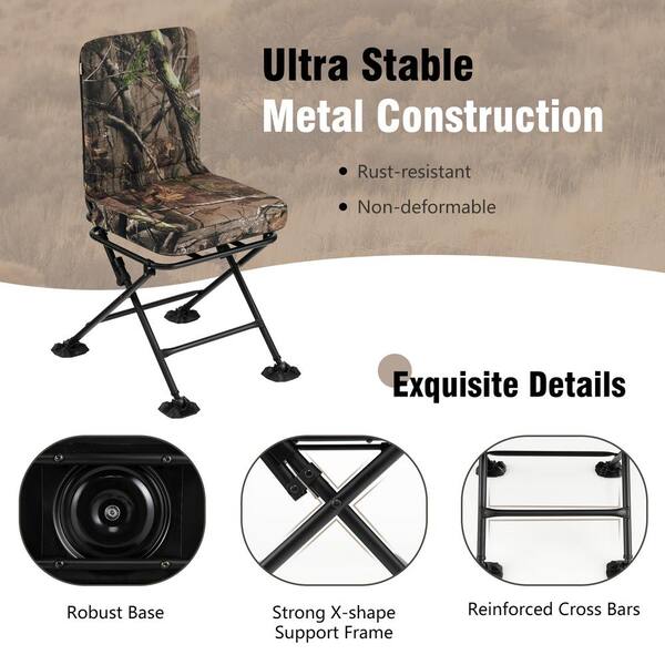 Costway Folding Silent Swivel Blind 360°Swivel Hunting Chair with