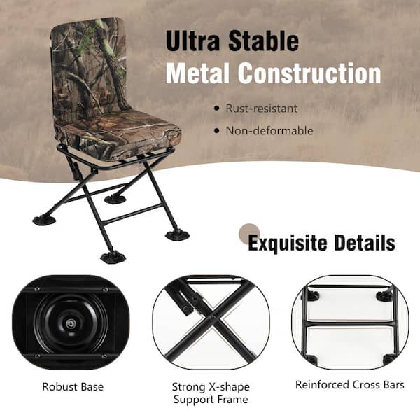Hunting Chair for Blinds, Folding Hunting Blind Chairs 360 Degree View  Swivel with 4 Legs Adjustable Height, Portable Stable Deer Ground Blind  Chair