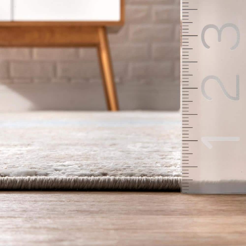 Beige and Gray Abstract Synthetic 10' x 14' Area Rug