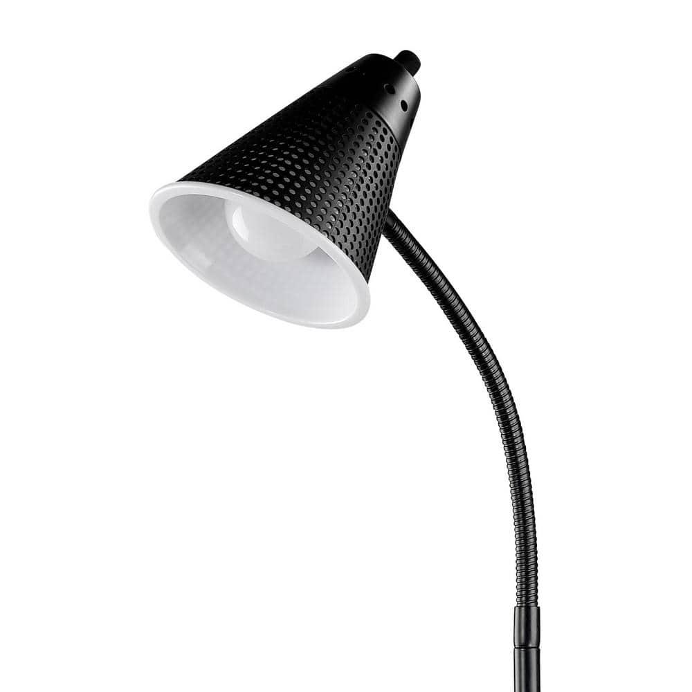 Sleek Arc 59" Matte Black LED Floor Lamp with Adjustable Gooseneck