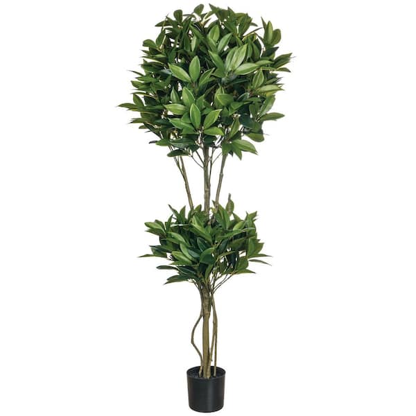 SULLIVANS 4 ft. Green Artificial Leafy Shakib Topiary Tree in Pot