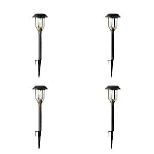 Savannah 25 Lumens 2-Tone Bronze and Brass LED Diecast Outdoor Solar Path Light Set with Vintage Bulb (4-Pack)