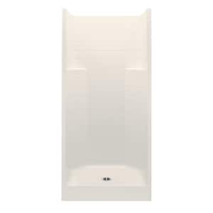 Everyday Textured Tile Design 42 in. x 34 in. x 76 in. 1-Piece Shower Stall with Center Drain in Bone