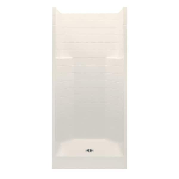 Aquatic Everyday Textured Tile Design 42 in. x 34 in. x 76 in. 1-Piece Shower Stall with Center Drain in Bone