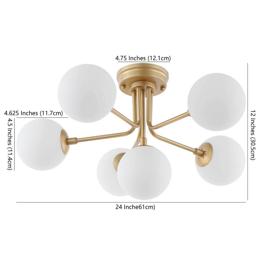 Olivier 24" Gold Globe LED Semi Flush Mount Ceiling Light