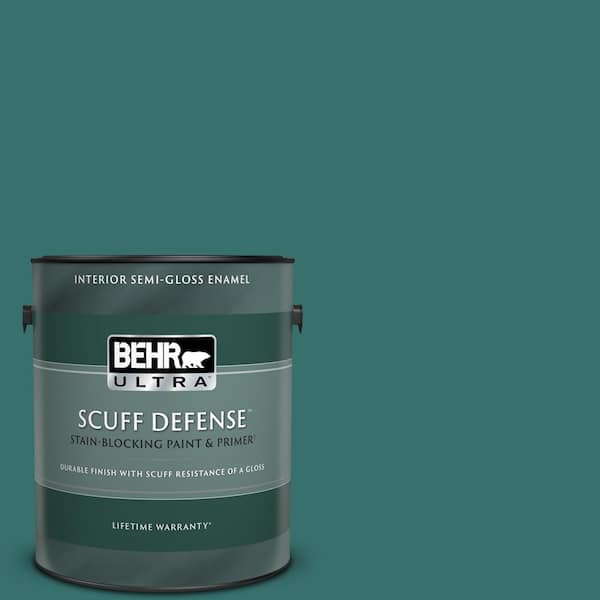 BEHR ULTRA 1 gal. #500D-7 Caribbean Green Extra Durable Semi-Gloss Enamel Interior Paint & Primer