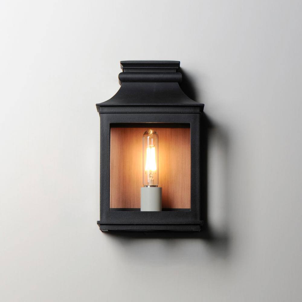 Antique Copper and Black Outdoor Wall Sconce with Clear Glass