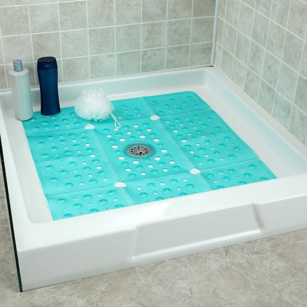 SlipX Solutions 27 in. W x 27 in. L Extra Large Square Shower Mat in Aqua  05679-1 - The Home Depot