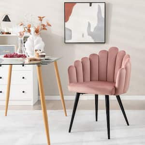 24.5 in. Pink Dining Chair Velvet Upholstered Modern Accent Arm Chair for Living Room, Bedroom