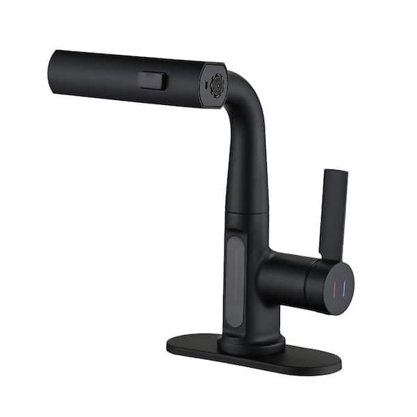 YASINU Single Handle Pull Out Sprayer Kitchen Faucet Deckplate Included in Matte Black