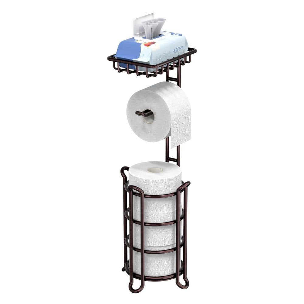 Free-Standing Toilet Paper Holder Stand Tissue Paper Roll Dispenser with Shelf in Bronze, Space Saving and Movable price history on PriceWatchPro