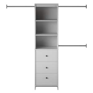 89.1 in. W x 73.07 in. H Laminate Wood Dove Gray Wall Mount Adjustable Closet System with 3 Clothing Rods